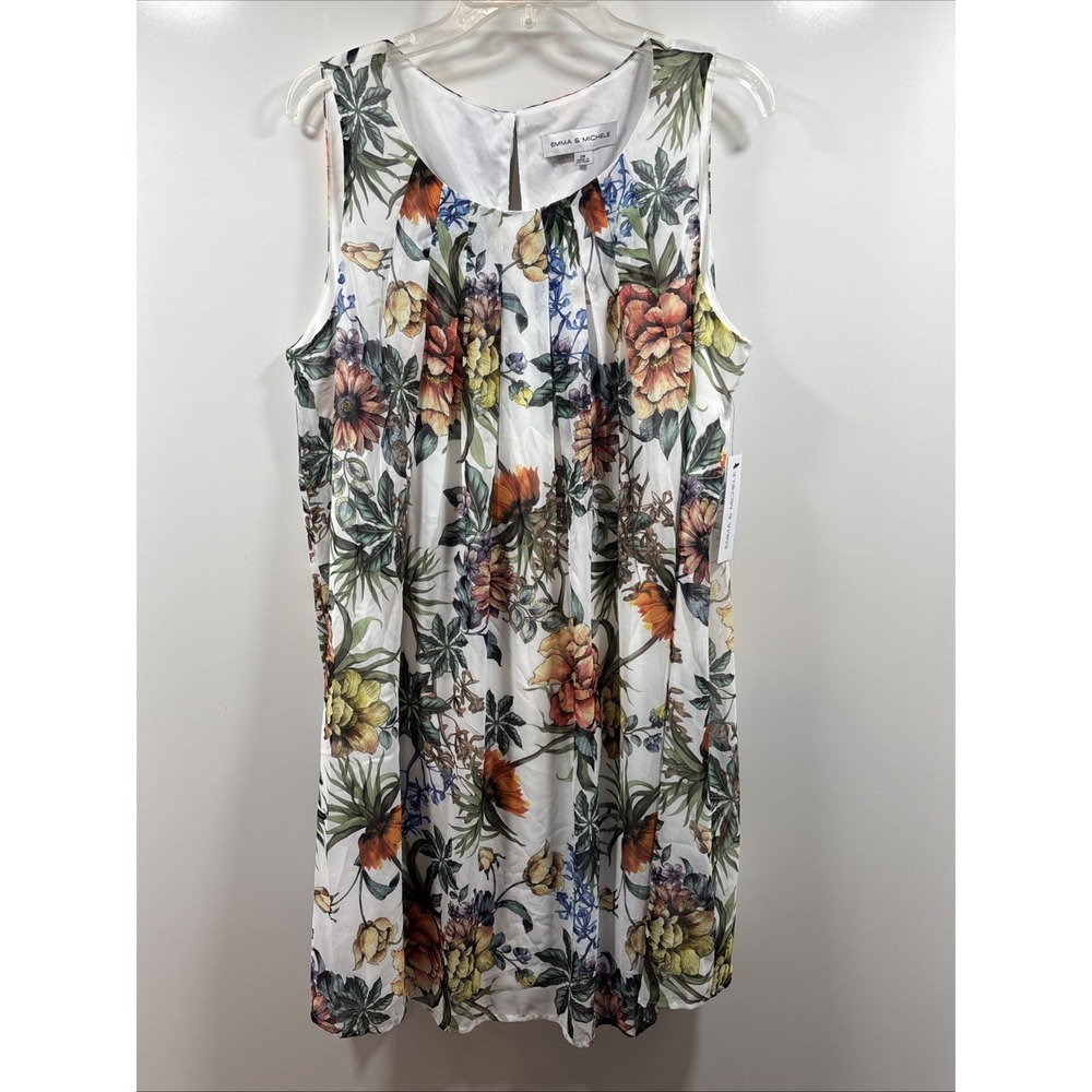 Emma & Michele Women's Size‎ 2x A-Line Chiffon Floral Trapeze Dress Sleeveless